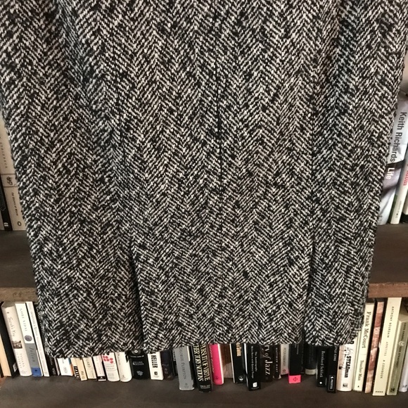 Pink Tartan Black and White Herringbone Wool Full Lined Pencil Skirt 10 Like New - Picture 13 of 16